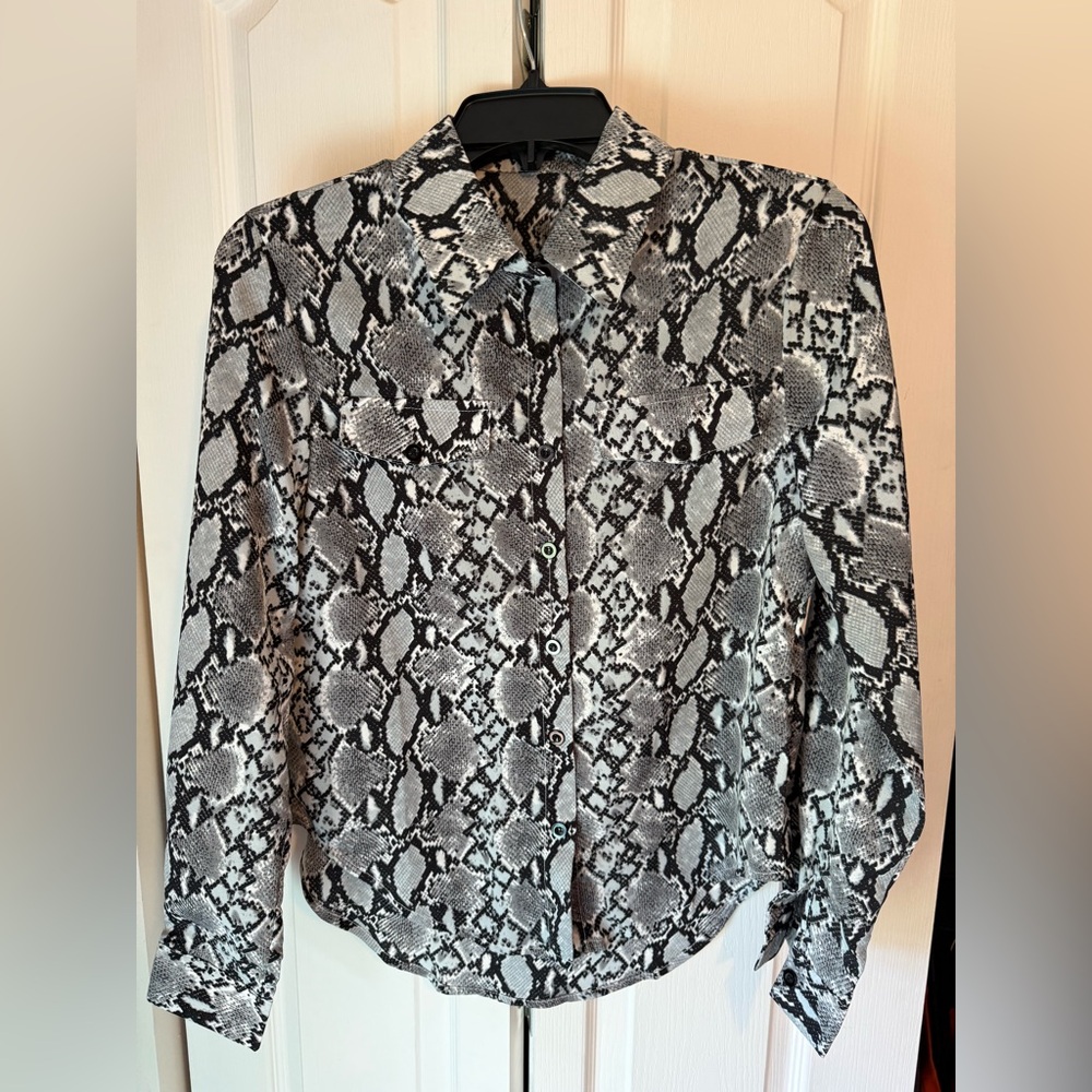 SHEIN Snake Print Button-Down Top